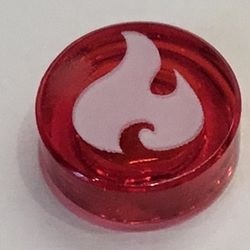 98138pb032-17 Tegel 1x1 ROND met Elves vuur symbool transparant rood NIEUW *0L0000