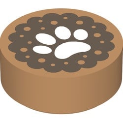 98138pb055-150 Tegel 1x1 ROND met afdruk dierenpoot caramel, midden NIEUW *0L0000