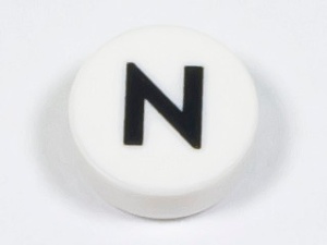 98138pb224 Tegel 1x1 rond letter N wit NIEUW *0L0000