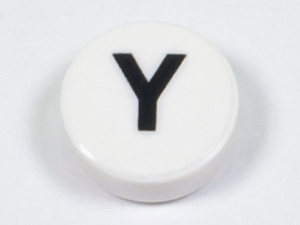 98138pb234 Tegel 1x1 rond letter Y wit NIEUW *0L0000