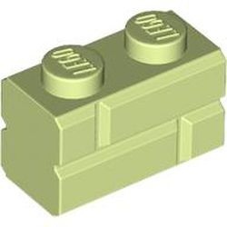 98283-158 Steen met baksteenmotief 1x2 geelgroen NIEUW *