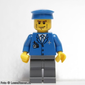 air039 Airport - Blauwe jas en das, blauwe pet, donkergrijsblauwe benen, strepen op wang NIEUW *0M0000