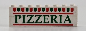 BA009pb01-1G 2x Steen 1x8 PIZZERIA (Sticker) wit gebruikt *5V08-04