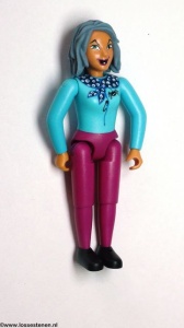 belvFem54 Vrouw- Heks- Helderblauw topje, spin design, magenta broek NIEUW *