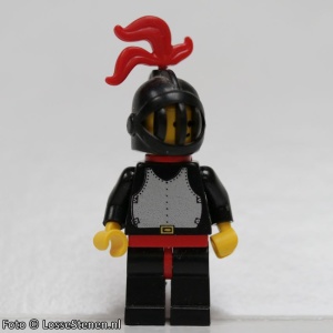 cas175G Chain Mail - Zwarte, Grill helm, Zwarte benen, rode Plume gebruikt *0M0000