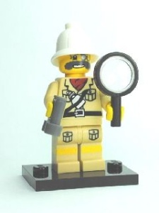 col02-7 Onderzoeker met loupe en verrekijker en standaard NIEUW *0M0000