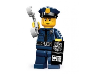 col09-6 Politieman met badge, handboeien en standaard NIEUW *0M0000
