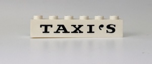 crssprt02pb09-1G Steen 1x6 ZONDER bodemtubes TAXI'S wit gebruikt *5V05-01