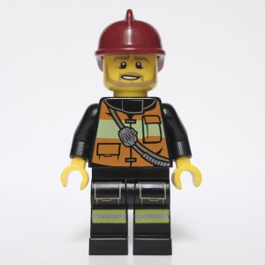 cty0369 Brandweerman, reflectiestrepen, donkerrode brandweerhelm NIEUW *0M0000