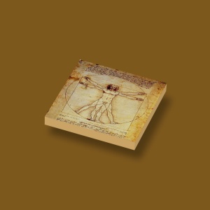 CUS4013 Tegel 2x2 De mens van Vitruvius- Leonardo Da Vinci wit NIEUW *0A000