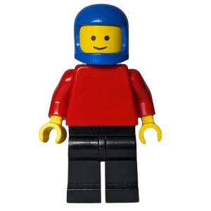 pln025G Effen rode Torso met rode armen, zwarte benen, blauw Classic helm gebruikt *0M0000