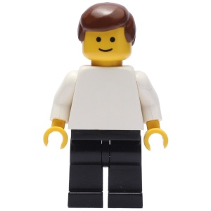 pln102G Effen witte torso, zwarte benen en bruin haar gebruikt *0M0000
