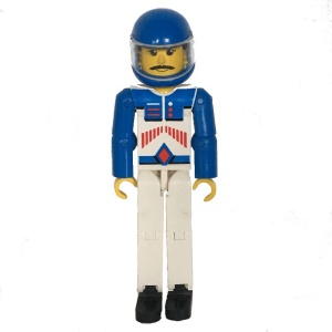 tech037a-G Technic figuur, witte benen, blauwe armen en blauwe helm gebruikt *0D000