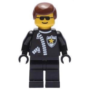 trn043G Politie - bruin haar, zwart pak gebruikt *0M0000