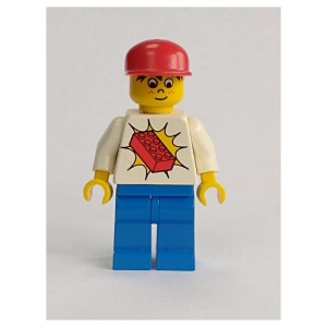 trn067G Railway Brickster met rode steen op torso gebruikt *0M0000