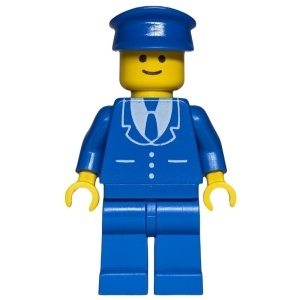 trn100G Blauwe pet, blauw pak met drie knopen en das, blauwe broek gebruikt *0M0000