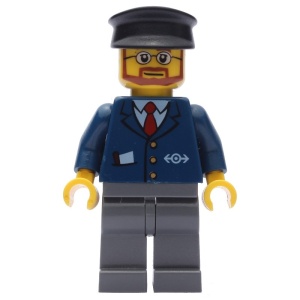 trn222 Conducteur met donkerblauwe jas, zwarte pet, baard en bril NIEUW *0M0000