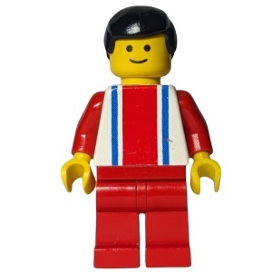 ver014G Vertical Lines rode & blauw - rode armen - rode benen, Black Male Hair gebruikt *0M0000