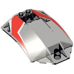 x224pb005-13G Cockpit ruit 8x6x2 gebogen met rode en zilveren race strepen transparant bruin (kleurnaam was: trans ZWART) gebruikt *