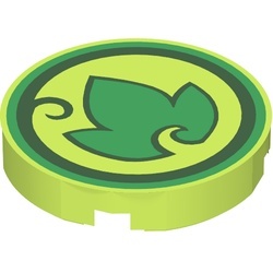 14769pb033-34 Tegel 2x2 rond met nopgat achterkant Elves Earth Power lime NIEUW *0L0T1