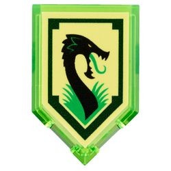 22385pb012-108 Tegel 2x3 zeskantig met Nexo Krachtschild Jungle Dragon transparant heldergroen NIEUW *0K000