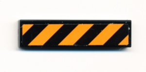 2431pb147-11G Tegel 1x4 zwarte en oranje strepen (Sticker) zwart gebruikt *5t04-08