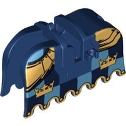2490pb07-63G Zadel met bepantsering gouden kronen blauwe blokken blauw, donker gebruikt *0D000