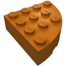 2577-68G Steen, 4x4 gebogen hoek massief oranje, donker gebruikt *1F022
