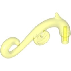 28870-16 Plantensteel/sierstuk gebogen met blaadje transparant, neongroen NIEUW *0L0000