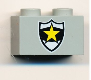 3004pb008-9G Steen 1x2 Politie logo lichtgrijs (klassiek) gebruikt *5V02-12