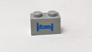 3004pb014-9G Steen 1x2 Bed (Sticker) lichtgrijs (klassiek) gebruikt *5V02-12