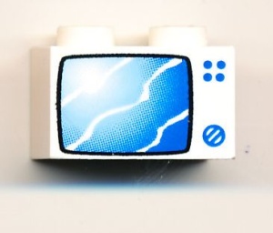 3004pb056-1G Steen 1x2 Televisietoestel (blauw scherm) wit gebruikt *5V02-03