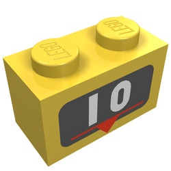 3004px3-3G Steen 1x2 met nummer 10 geel gebruikt *5V02-07