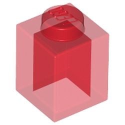 3005-17G Steen 1x1 transparant rood gebruikt *1A004