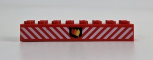 3006pb01-5G Steen 2x8 Brandweer logo en strepen rood gebruikt *5V13-02