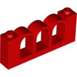 30077-5G Hek met halfronde spijlen 1x6x2 rood gebruikt *1C027
