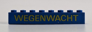 3008pb087-7G Steen 1x8 Gele letters WEGENWACHT (Sticker) blauw gebruikt *5V08-10