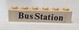 3009pb068-1G Steen 1x6 Bus Station (Sticker) wit gebruikt *5V06-04