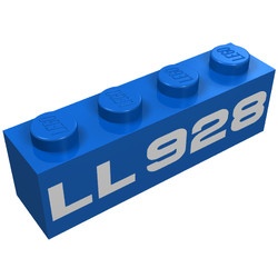 3010p928-7G Steen 1x4 met opdruk LL 928 blauw gebruikt *5V04-14