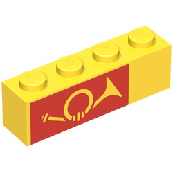 3010pb025-3G Steen 1x4 met postlogo links geel gebruikt *5V04-06