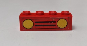 3010pb043-5G Steen 1x4 Gele koplampen (Sticker) rood gebruikt *5V04-10