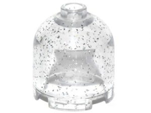 30151-101 Steen, 2x2x1 2/3 dome (hoog) transparant, glitter NIEUW *1B080