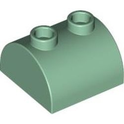 30165-48 Steen 2x2 halfronde kop, 2 noppen bovenop groen, zandkleurig NIEUW *1B075