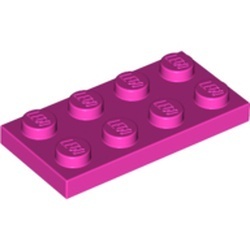 3020-47 Platte plaat 2x4 roze, donker NIEUW *1B205