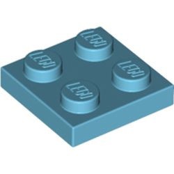 3022-156 Platte plaat 2x2 blauw, middenazuur NIEUW *1B199