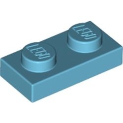 3023-156 Platte plaat 1x2 blauw, middenazuur NIEUW *1B170