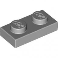3023-86GB BULK AANBIEDING: 50x Platte plaat 1x2 grijs, licht (blauwachtig) gebruikt *1B368