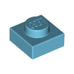 3024-156 Platte plaat 1x1 blauw, middenazuur NIEUW *1B167