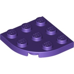 30357-89 Platte plaat 3x3 afgeronde hoek paars, donker NIEUW *1B234