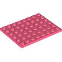 3036-220 Platte plaat 6x8 rood, koraal NIEUW *5K0000